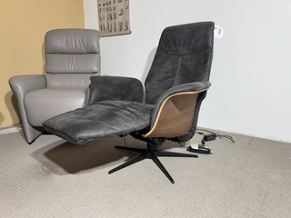 Relaxfauteuil, antraciet microvezelstof, elektrisch verstelbaar